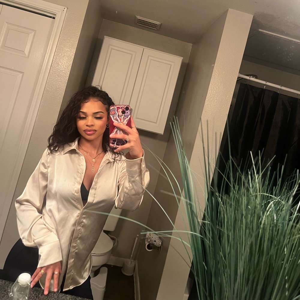 Silky Cream Button-Up Blouse